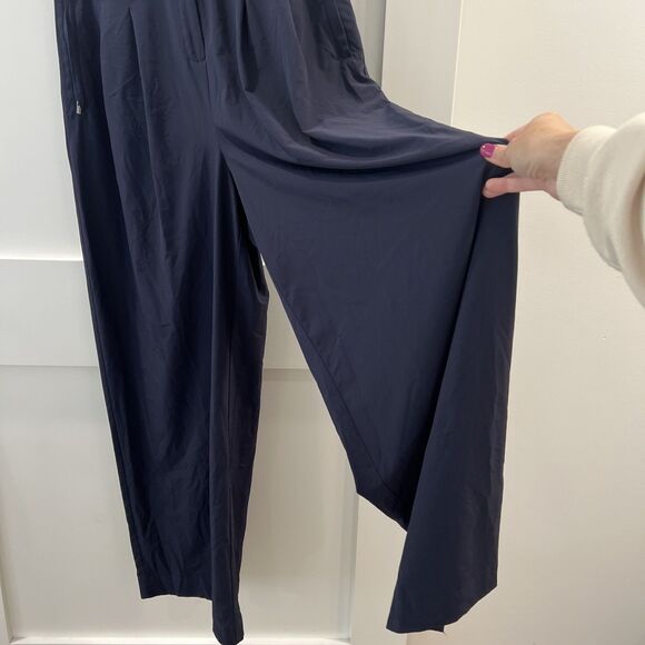 Athleta Brooklyn Heights Wide Leg Jumpsuit Navy Blue Size 10 Romper Sleeveless - Picture 4 of 8